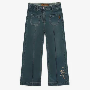Pantalon coupe décontractée à jambes larges en denim foncé léger, enfant || Wide legs pants relaxed fit in lightweight dark denim, child