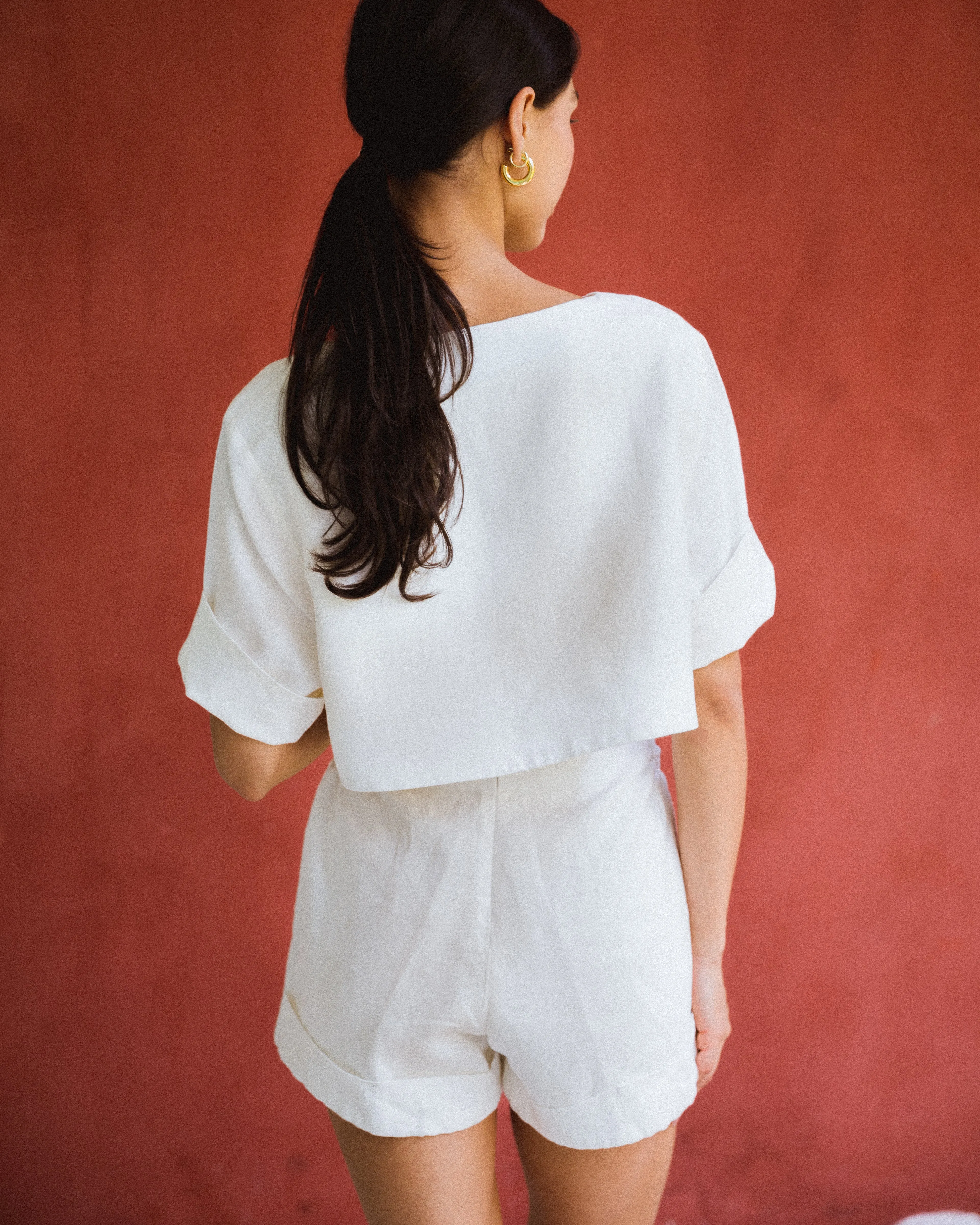 Pearl Linen Top White