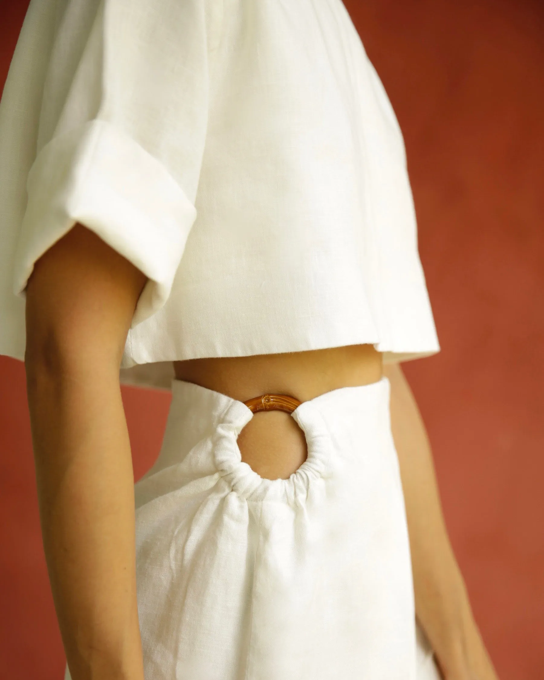 Pearl Linen Top White