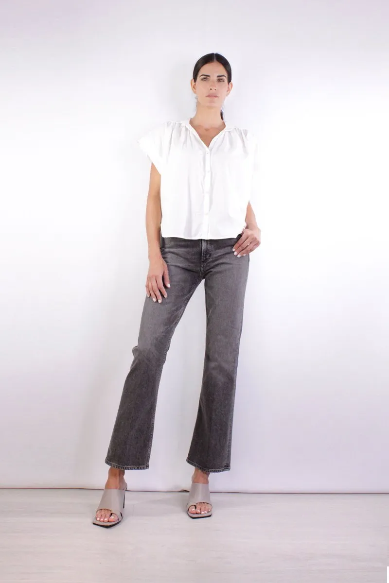 Penny Short Sleeve Blouse in Star White