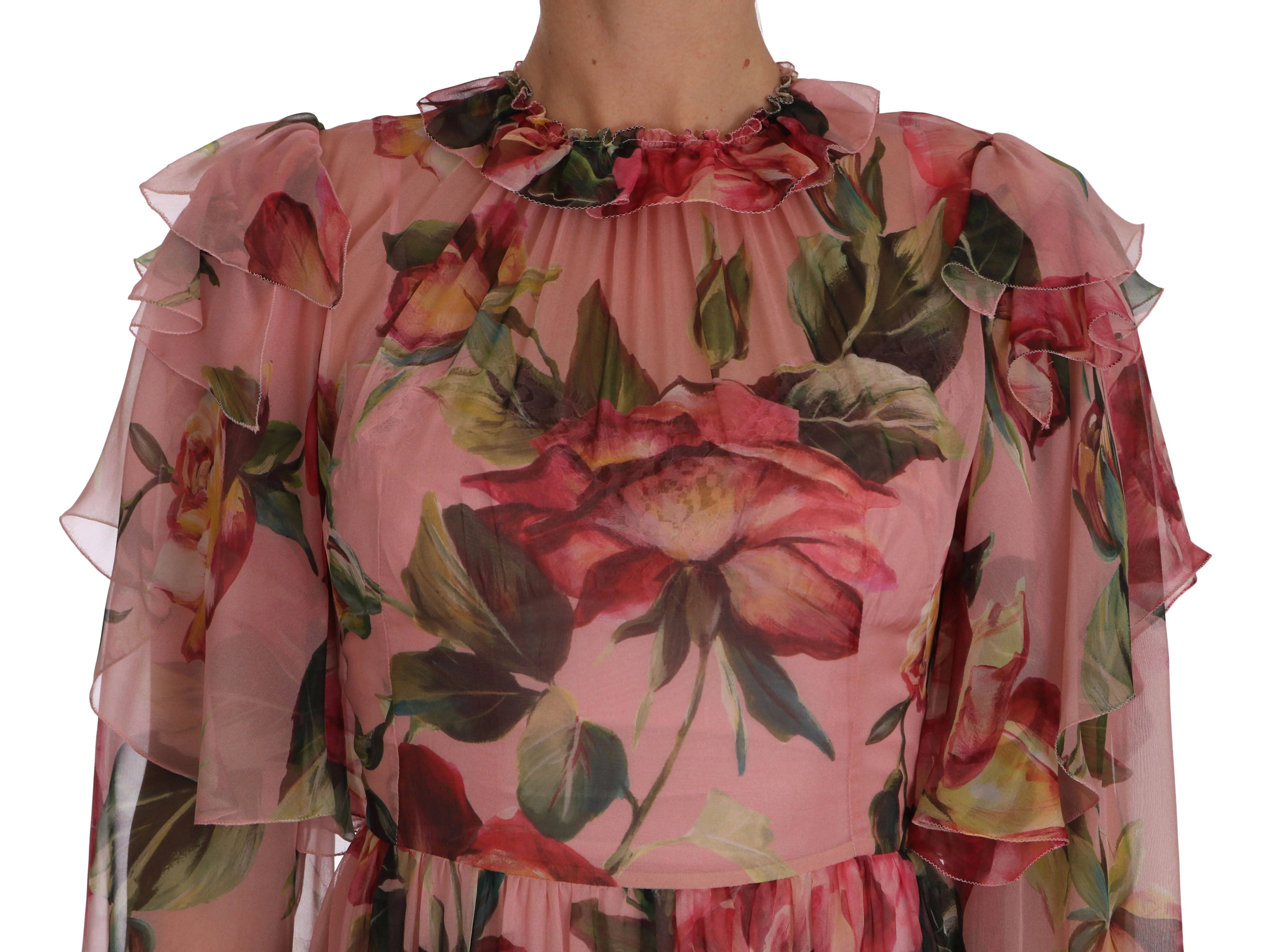 Pink Floral Roses A-Line Shift Gown