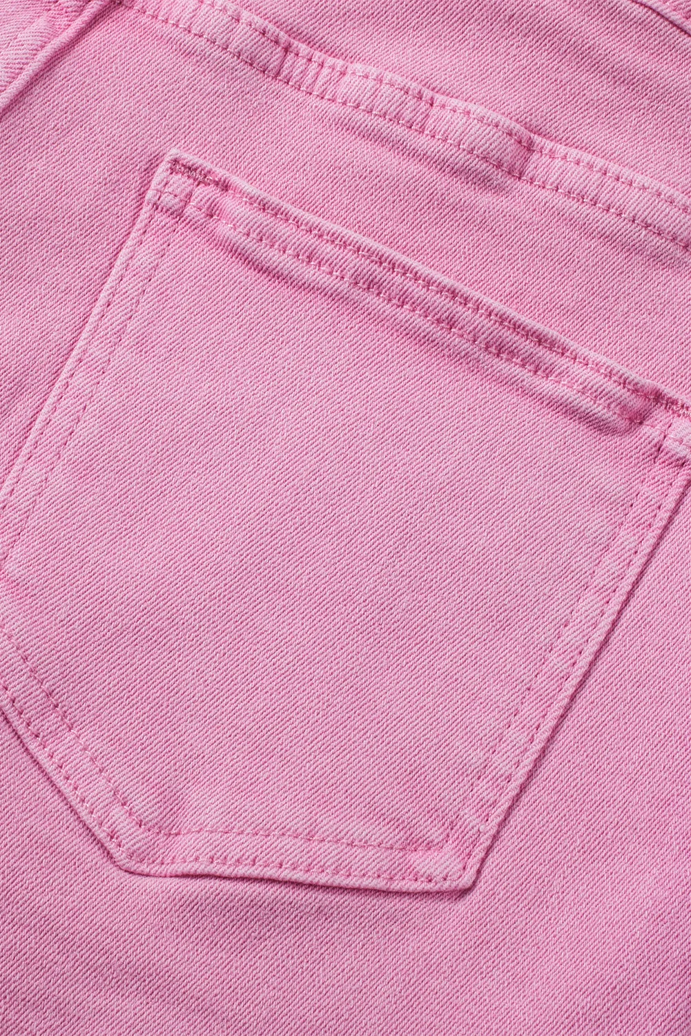Pink Frayed Edge Mid Rise Denim Shorts