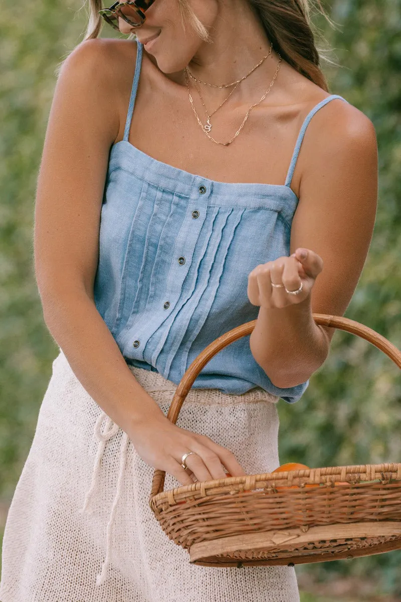 Pintuck Linen Tank