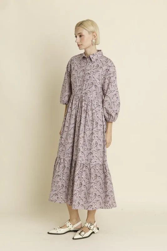 Pintuck Midi Shirt Dress