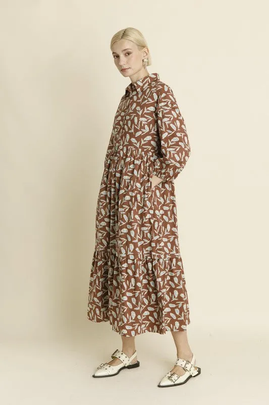Pintuck Midi Shirt Dress