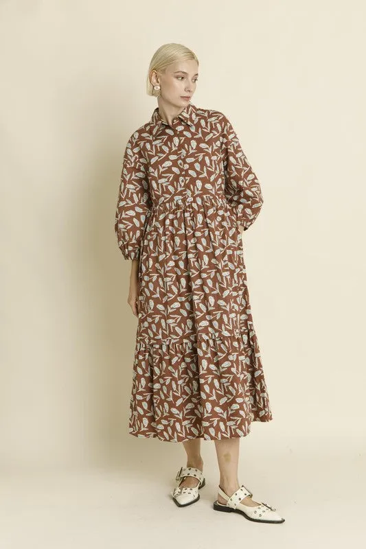 Pintuck Midi Shirt Dress