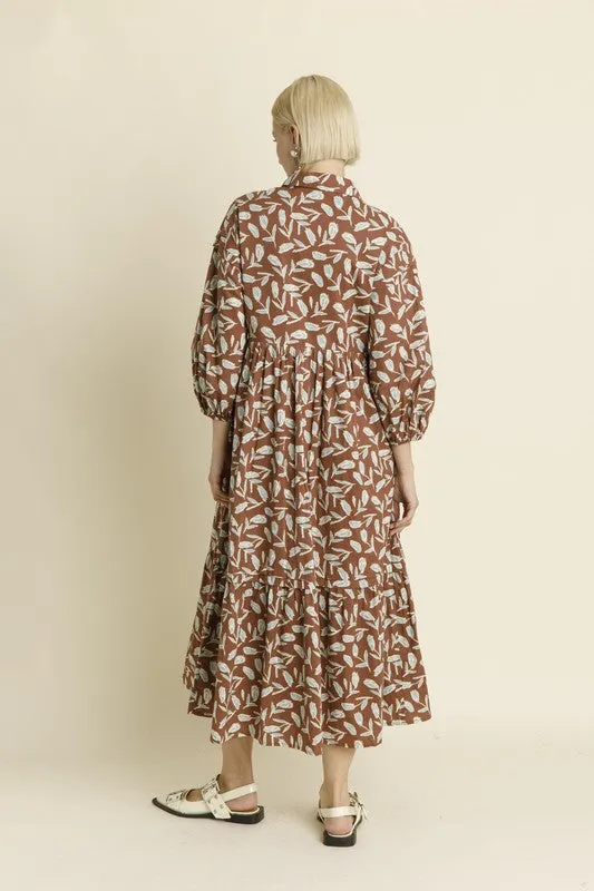 Pintuck Midi Shirt Dress