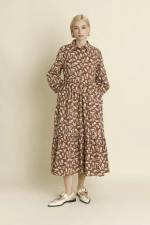 Pintuck Midi Shirt Dress