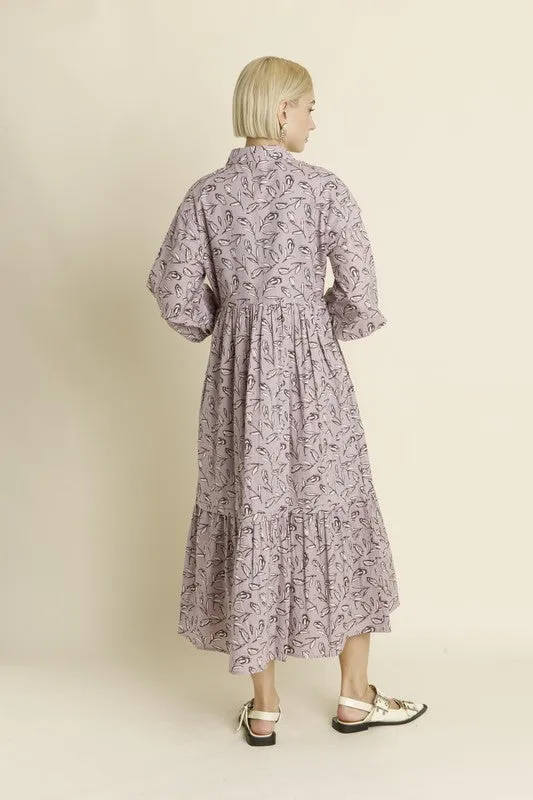 Pintuck Midi Shirt Dress