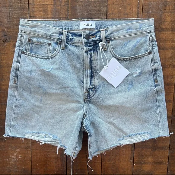 Pistola Devin High Rise Mom Denim Cut Off Shorts 29(8) NWT