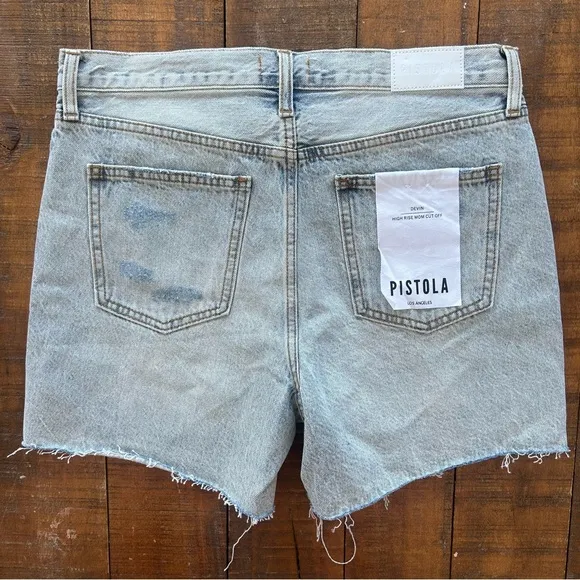 Pistola Devin High Rise Mom Denim Cut Off Shorts 29(8) NWT