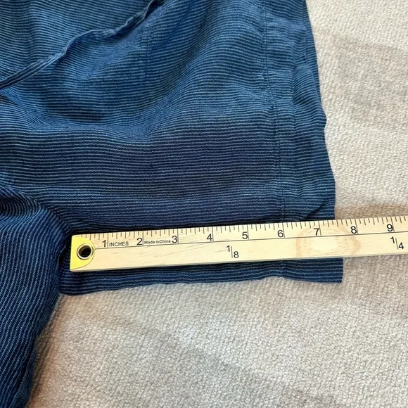 POETRY Women’s Striped Linen Shorts Dark Blue (Size 6)