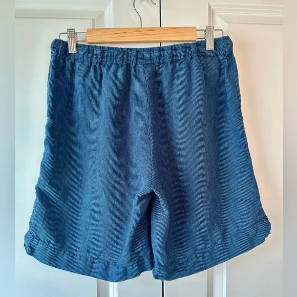 POETRY Women’s Striped Linen Shorts Dark Blue (Size 6)