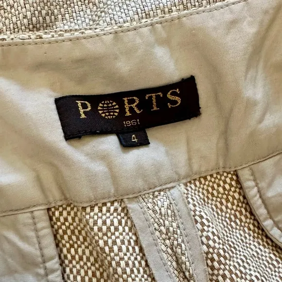 Ports 1961 Khaki Shorts Linen Cotton Blend Sz 4