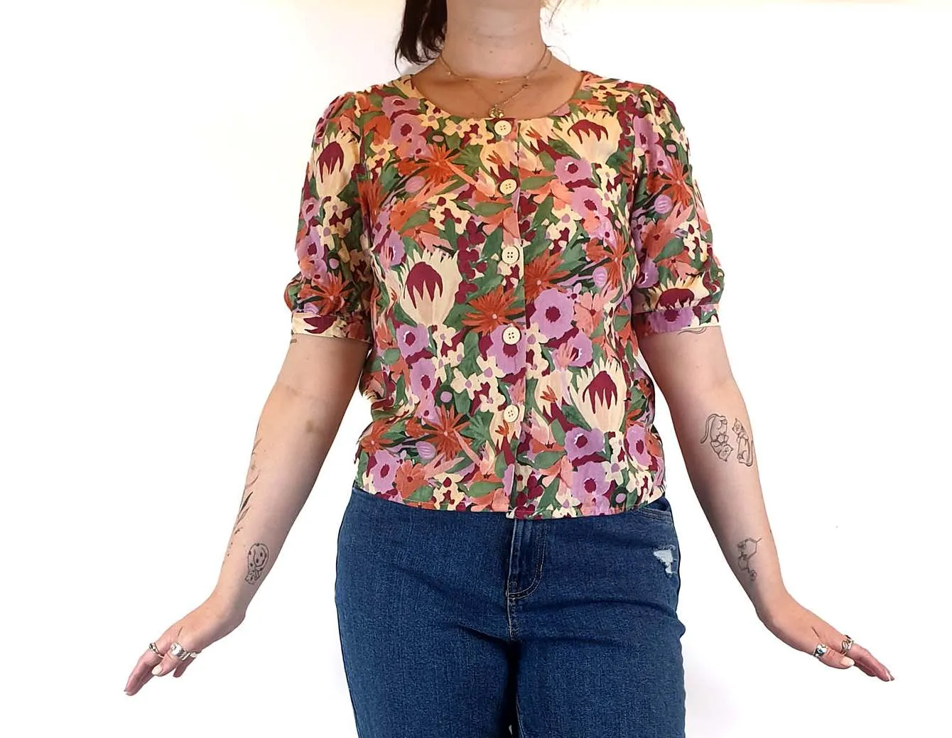 Princess Highway cropped pink floral top size 12