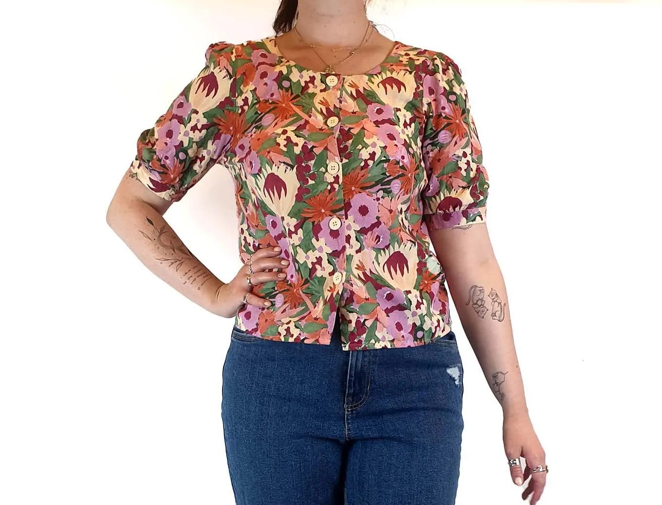 Princess Highway cropped pink floral top size 12