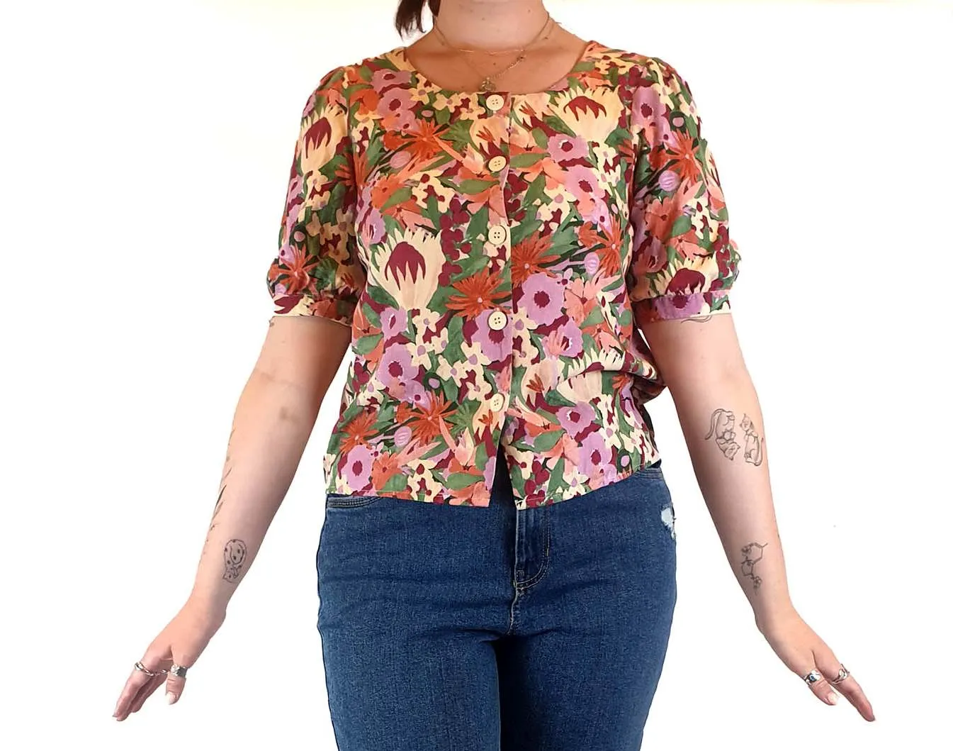 Princess Highway cropped pink floral top size 12