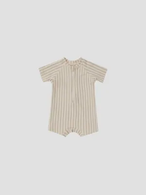 Quincy Mae - Zip Rashguard One-Piece - Vintage Stripe
