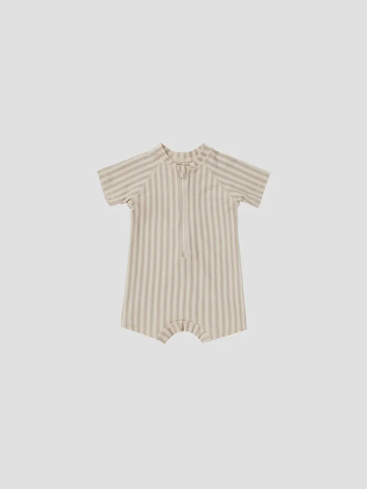 Quincy Mae - Zip Rashguard One-Piece - Vintage Stripe