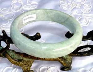 "Peaceful Spirit" Soft Yin Jadeite Jade Bangle Bracelet 59mm   Certificate (731)