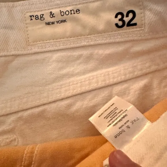 Rag &amp; Bone Dre Low-Rise White Denim Shorts, size 32
