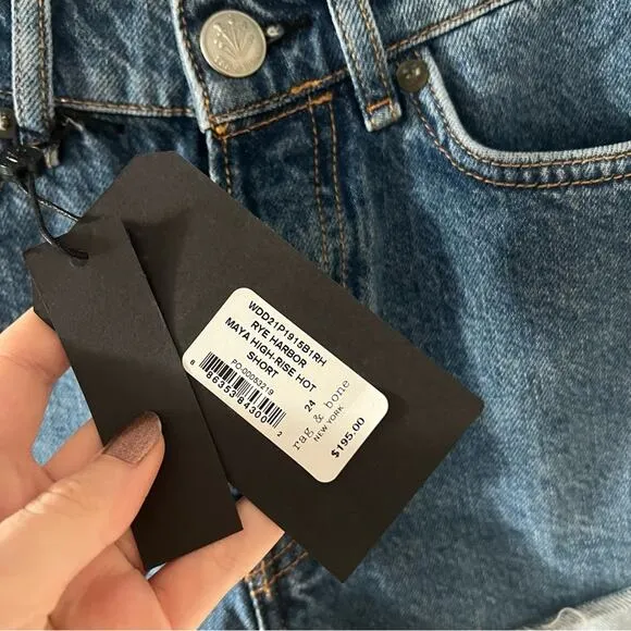 Rag &amp; Bone Maya High-Rise Hot Denim Shorts in Rye Harbor