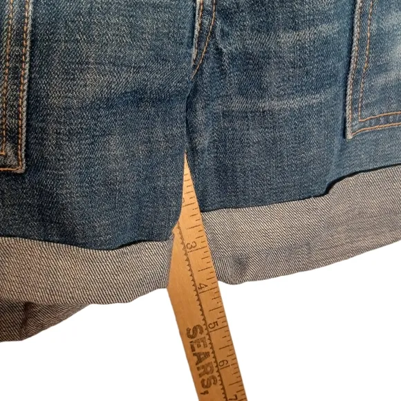 RAG &amp; BONE Medium Blue Cuff Hem Denim Jean Shorts 25