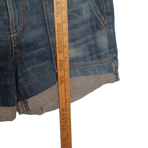 RAG &amp; BONE Medium Blue Cuff Hem Denim Jean Shorts 25