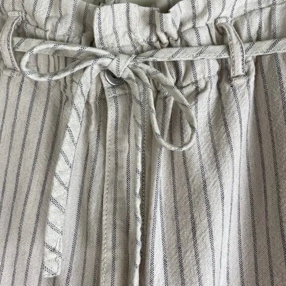 rag &amp; bone Striped Shorts Size 30 Ivory Cream Linen Blend Paperbag High Waist