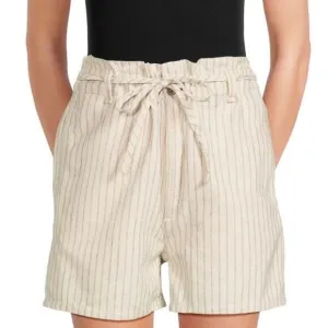 rag &amp; bone Striped Shorts Size 30 Ivory Cream Linen Blend Paperbag High Waist