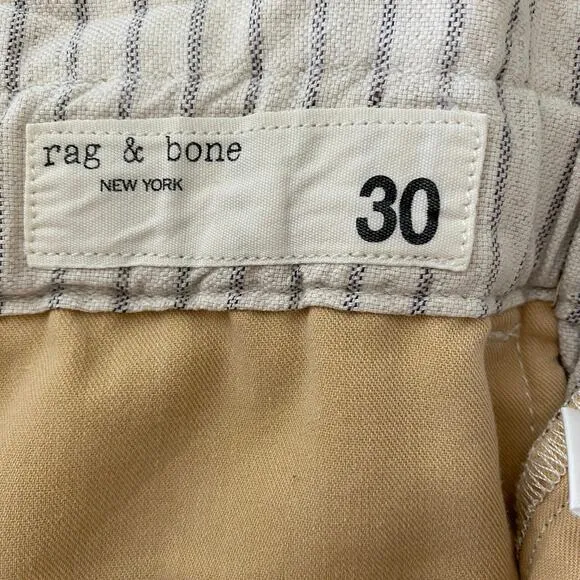 rag &amp; bone Striped Shorts Size 30 Ivory Cream Linen Blend Paperbag High Waist
