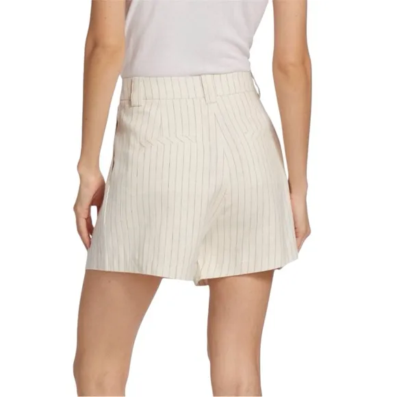 RAILS High Rise Shorts Linen Blend Cream Color Ilena Striped Pleated Size 12