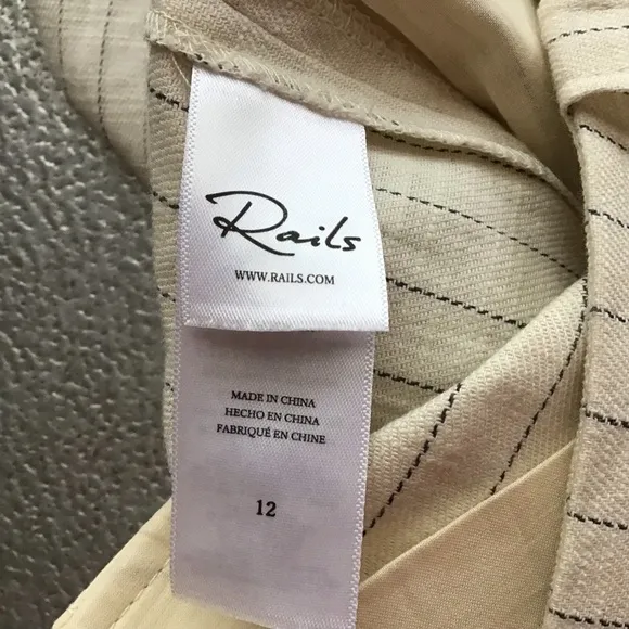 RAILS High Rise Shorts Linen Blend Cream Color Ilena Striped Pleated Size 12