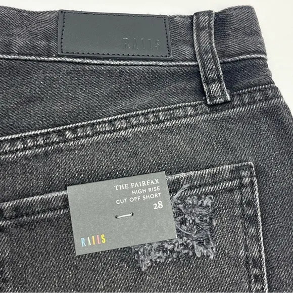 Rails The Fairfax High Rise Cutoff Short Womens SZ 28 Faded Black Denim Jean NEW