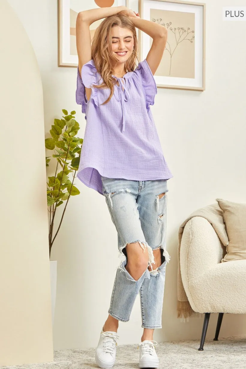 Ready for the Day Flutter Sleeve Top - Lavender