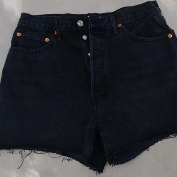 REDONE Black Denim Shorts Cutoff Ultra High-rise Jean 30