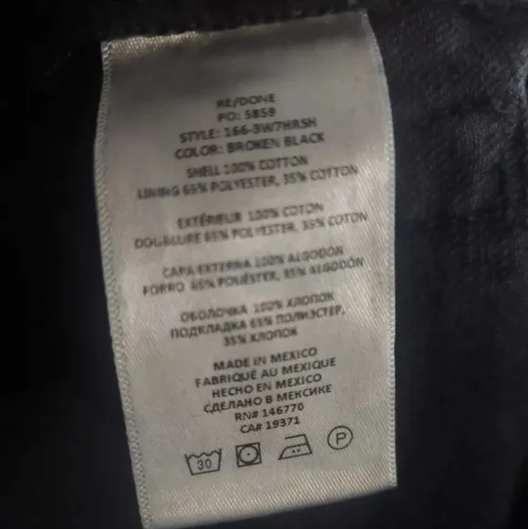Re/Done Womens Shorts Size 27 Black Denim High Rise Frayed Hem Cotton New