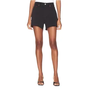 Re/Done Womens Shorts Size 27 Black Denim High Rise Frayed Hem Cotton New