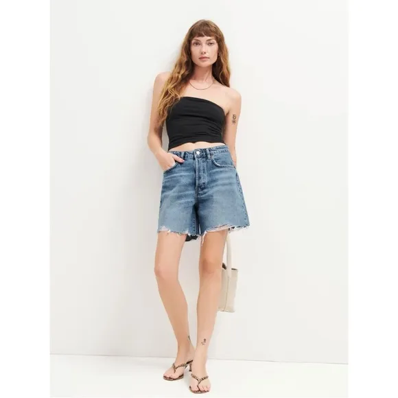 Reformation Jeans Size 30 Raye Mid Rise Relaxed Denim Shorts in Denver Wash