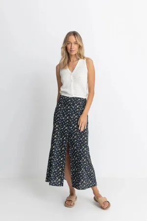 RHYTHM FLEUR FLORAL BOTTON FRONT MAXI SKIRT