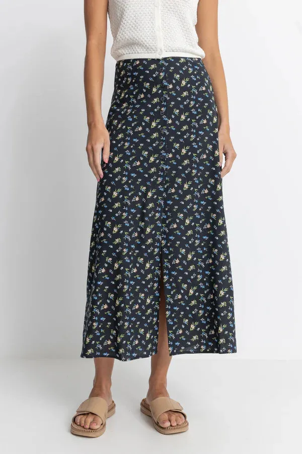 RHYTHM FLEUR FLORAL BOTTON FRONT MAXI SKIRT