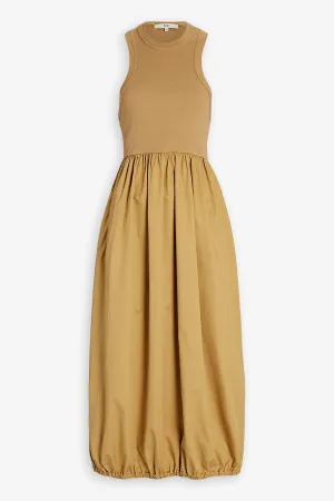 Ribbed Tank Balloon Dress in Khaki