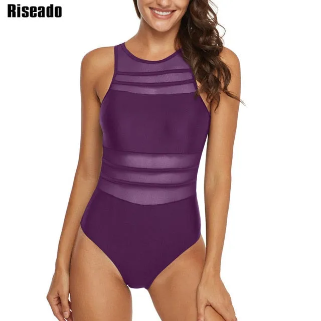 Riseado Black Mesh One Piece Swimsuit