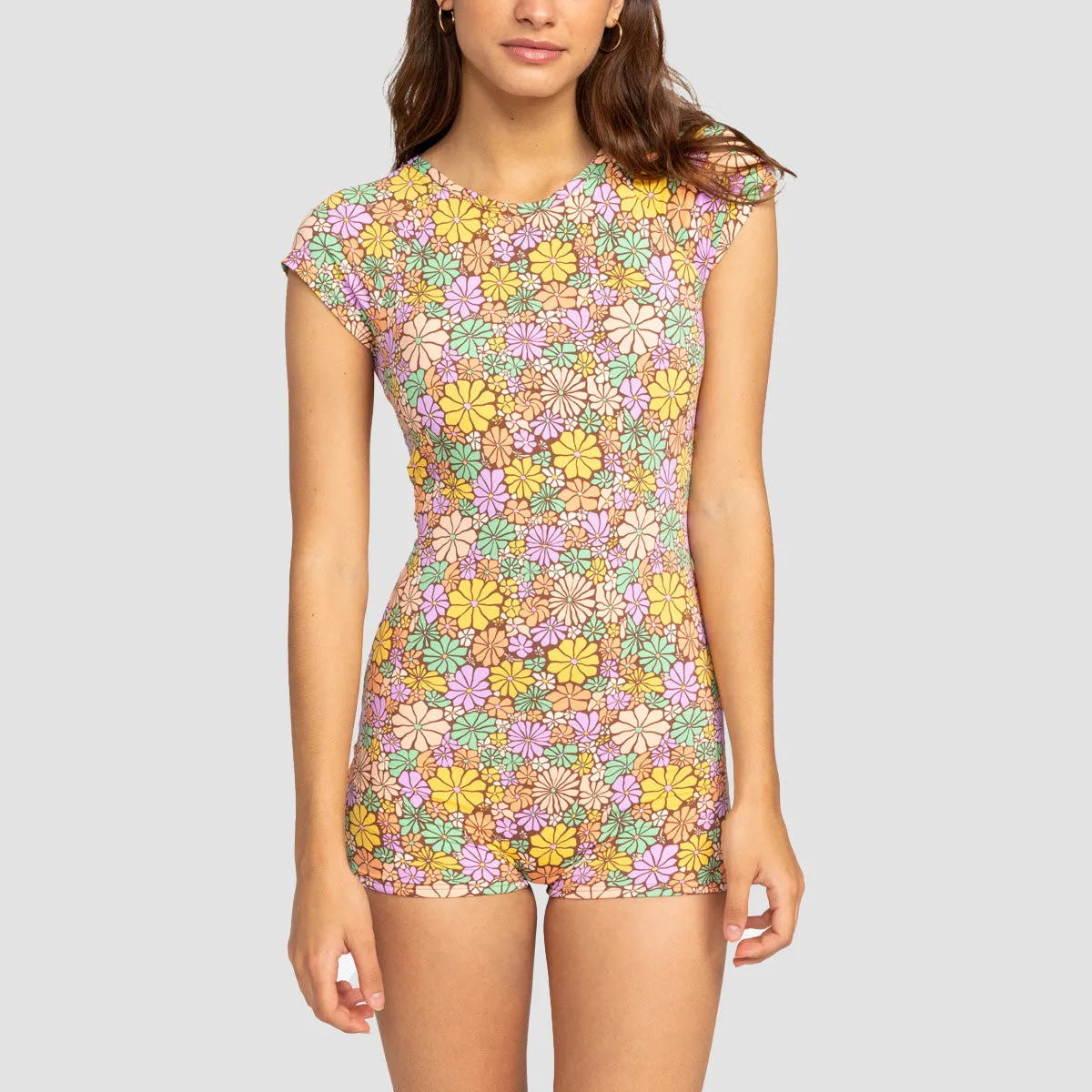 Roxy All About Sol Short Sleeve One-Piece Swimsuit Root Beer All About Sol Mini - Womens