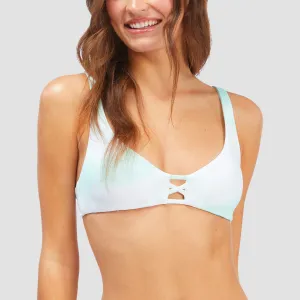 Roxy Palm Tree Dreams Reversible Elongated Triangle Bikini Top Brook Green - Womens