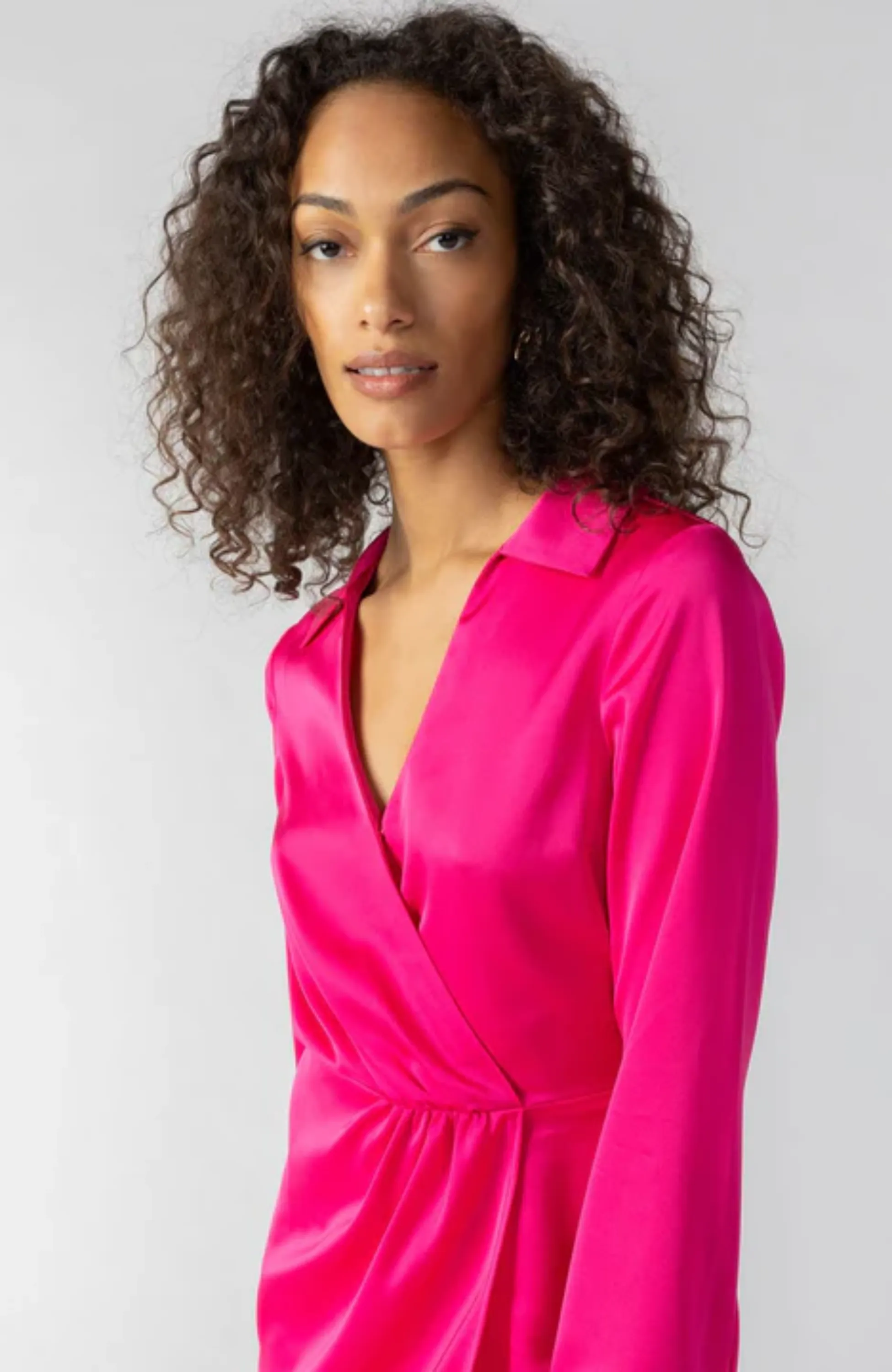 Sanctuary - Cuff Detail Satin Wrap Dress