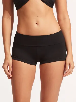Seafolly Collective Roll Top Boyleg in Black