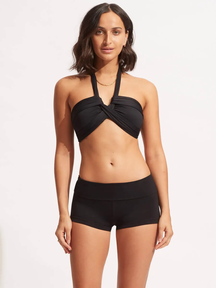 Seafolly Collective Roll Top Boyleg in Black