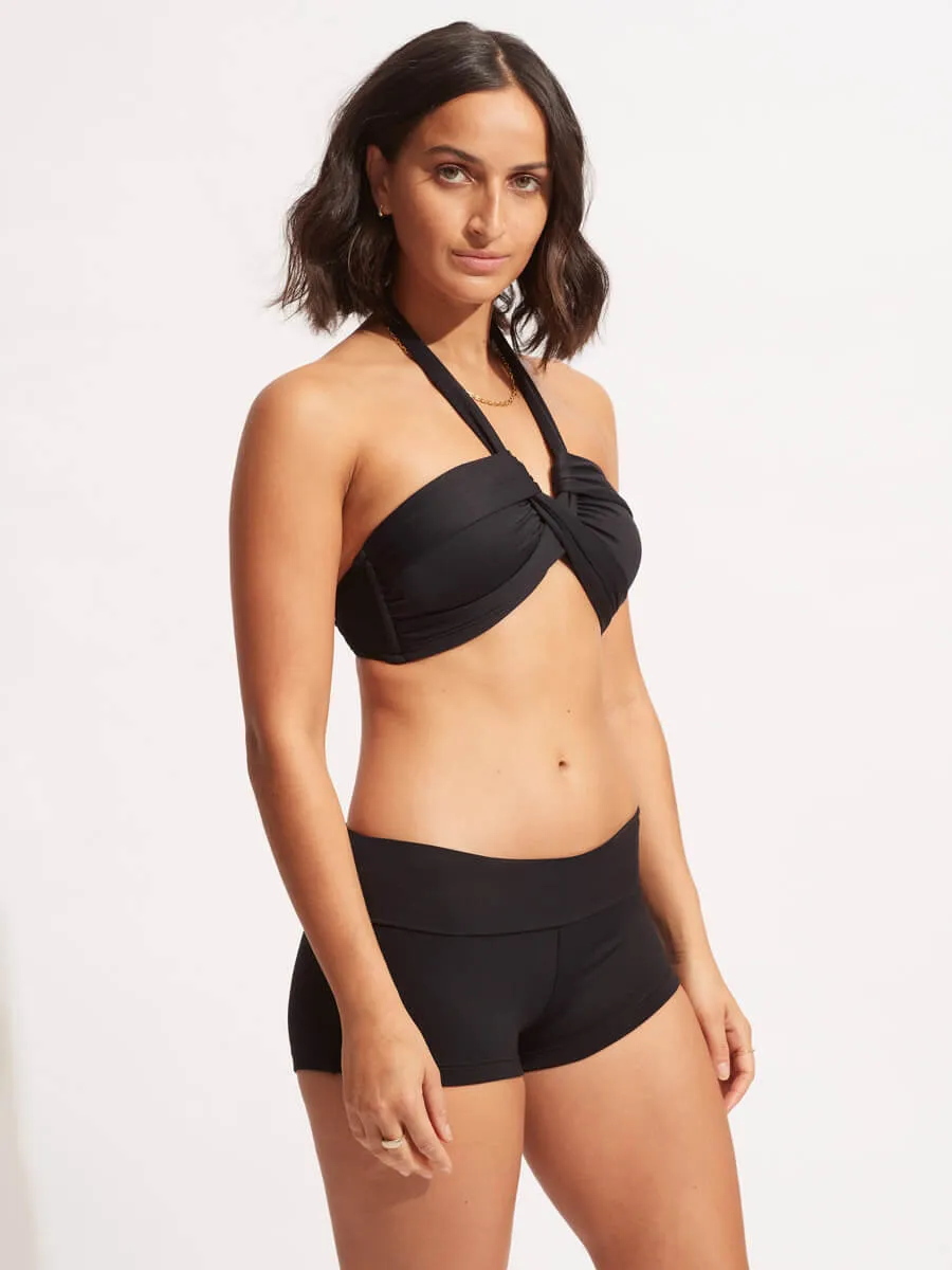Seafolly Collective Roll Top Boyleg in Black