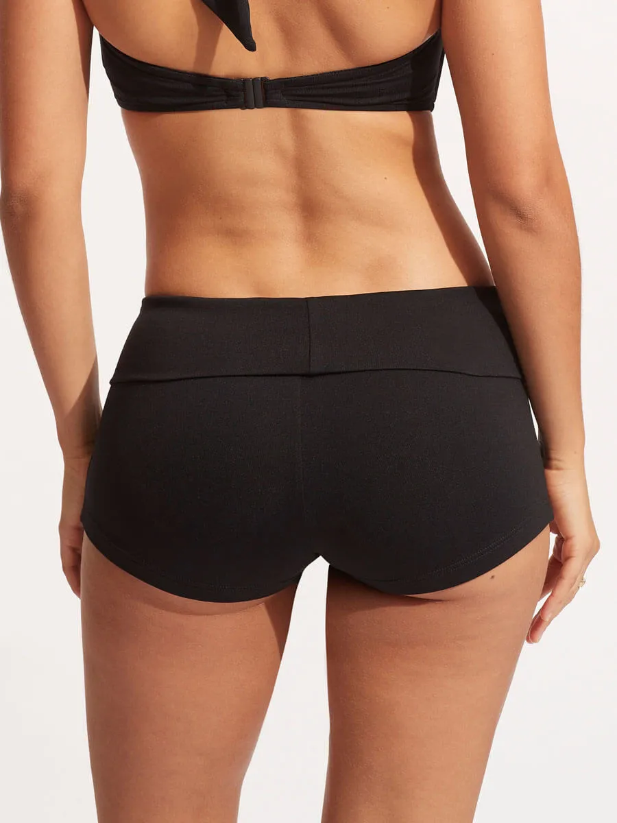Seafolly Collective Roll Top Boyleg in Black